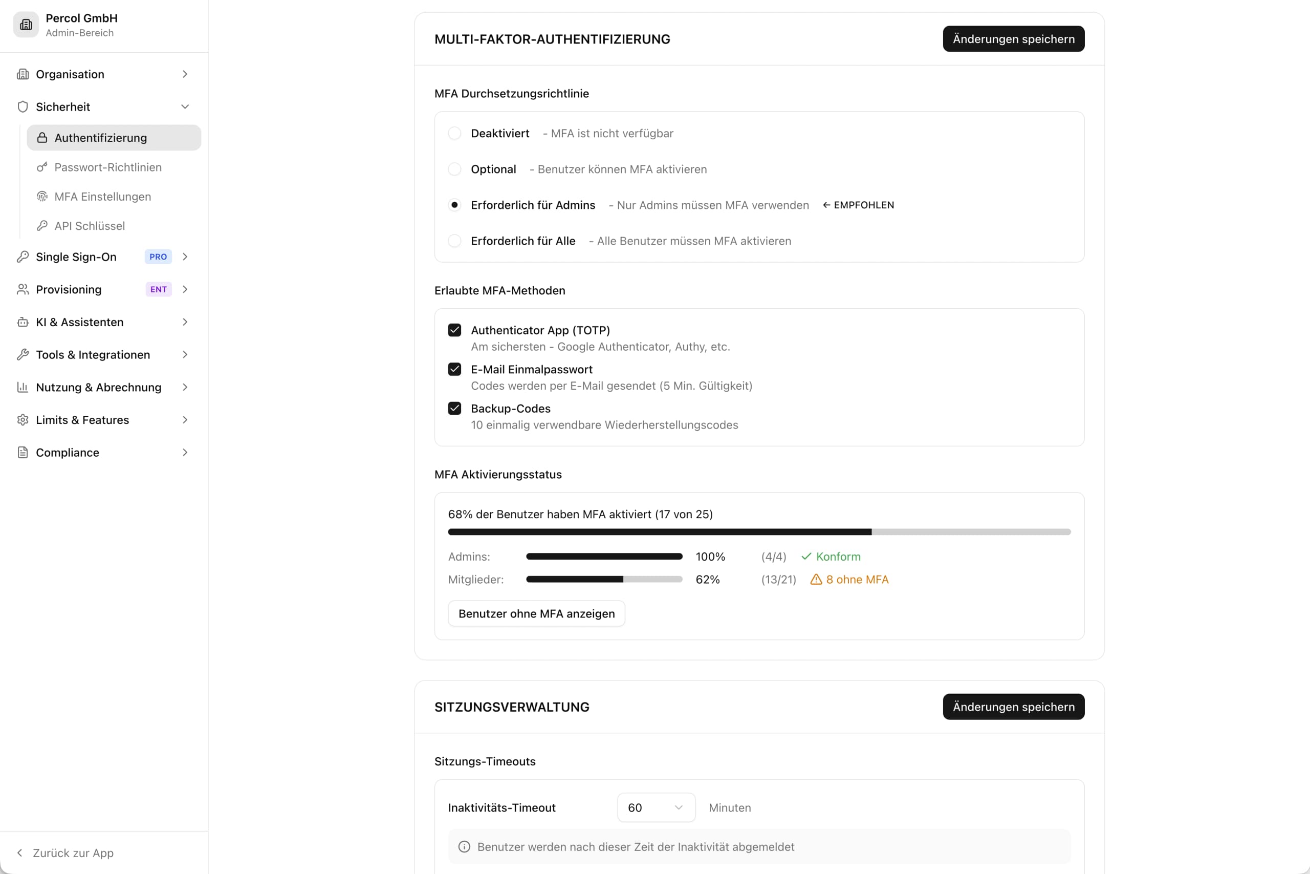 Administration interface