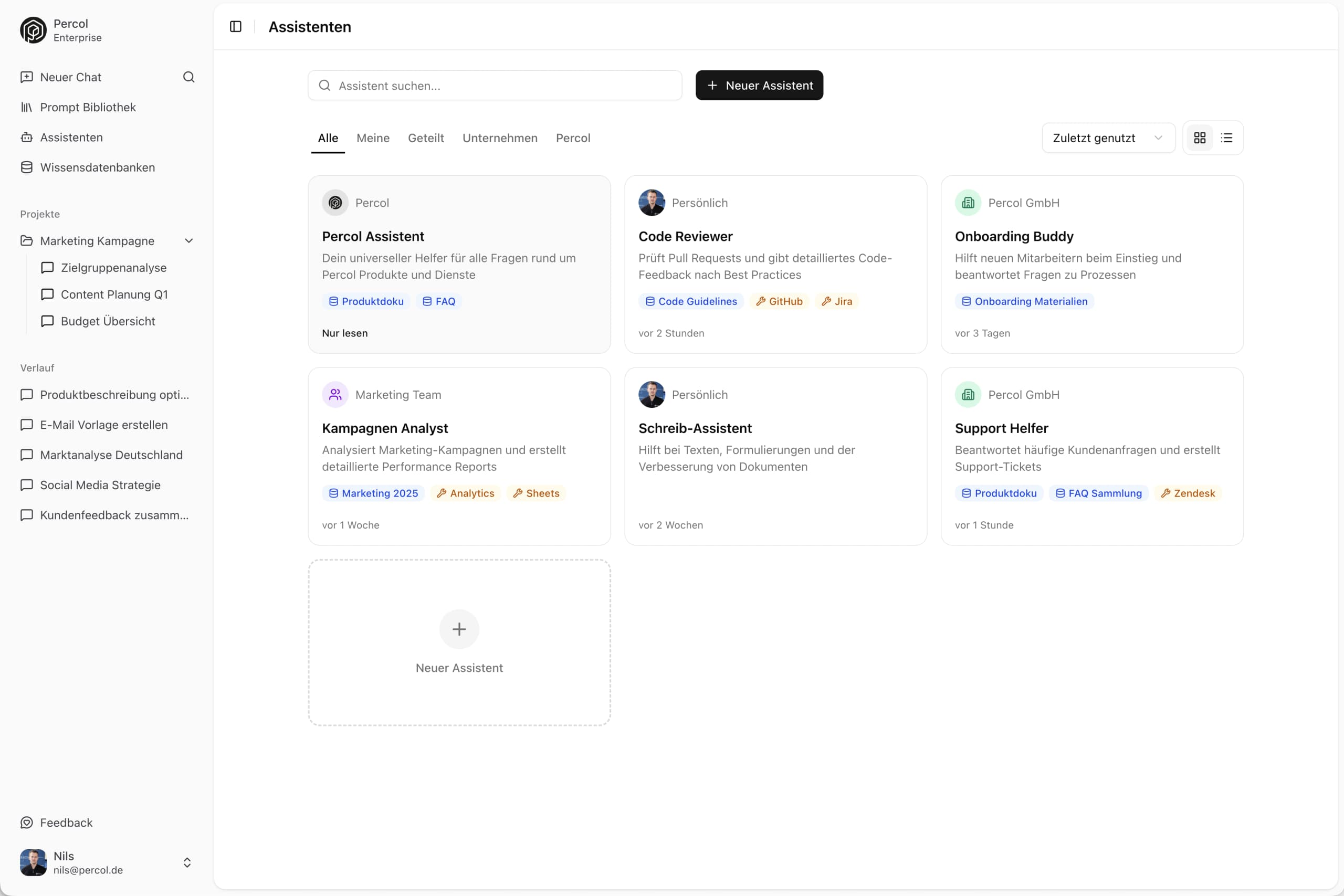 Assistants interface
